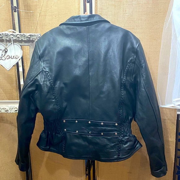 Interstate Leather Women’s Black Motorcycle Jacket XL Thinsulate Zipper Snaps - Picture 3 of 11